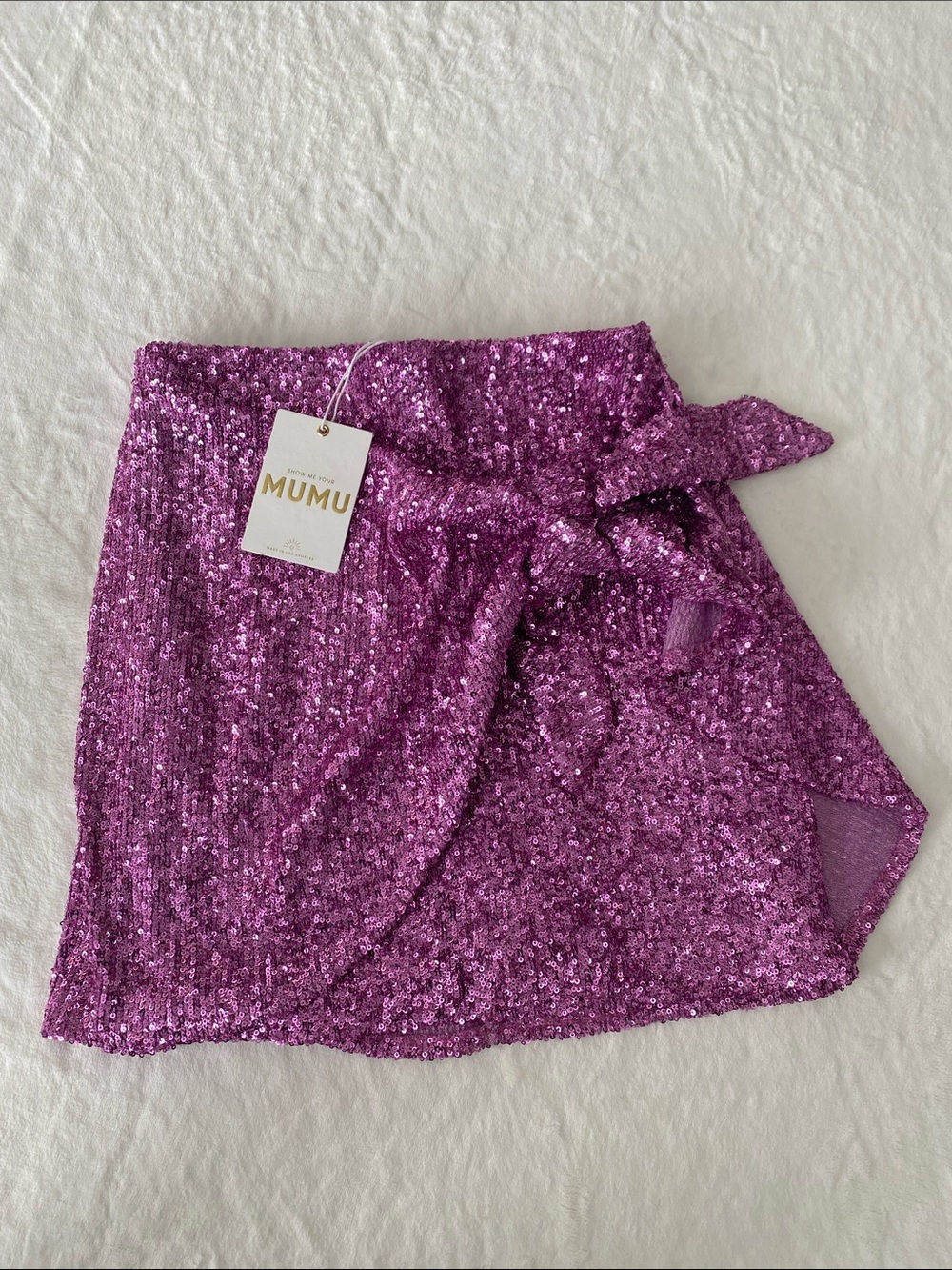 Show Me Your MuMu Fuchsia Sequin Wrap Mini Skirt